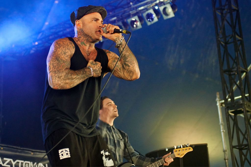 Seth Binzer of Crazy Town performs on stage at Download Festival at Donnington Park on June 15, 2014 in Donnington, United Kingdom.