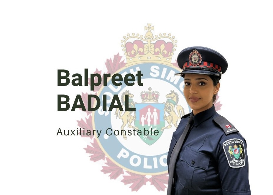 South Simcoe Police auxiliary constable Balpreet Badial