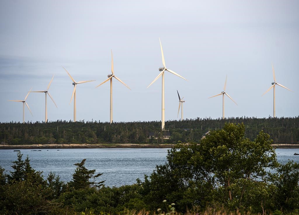 The West Pubnico Point wind farm is seen in Lower West Pubnico, N.S., on Monday, Aug. 9, 2021. THE CANADIAN PRESS/Andrew Vaughan.