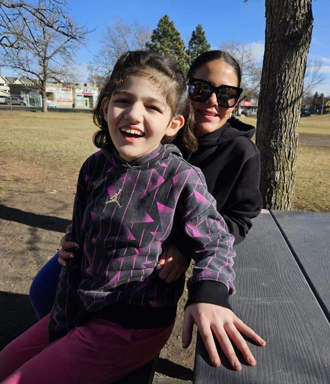 Diana Halabi, right, says her non-verbal 12-year-old daughter Zahea, left, as shown in this handout image, cannot attend school due to a strike by educational support staff in Edmonton.