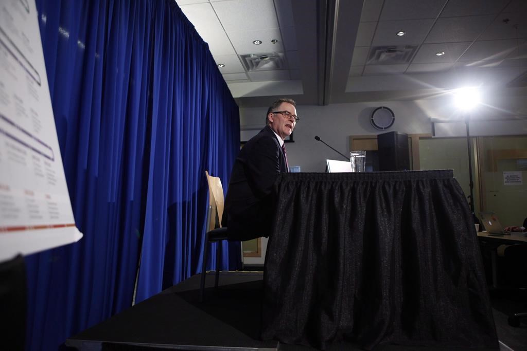 B.C. Ombudsperson Jay Chalke speaks at a press conference in Victoria, April 6, 2017. THE CANADIAN PRESS/Chad Hipolito.