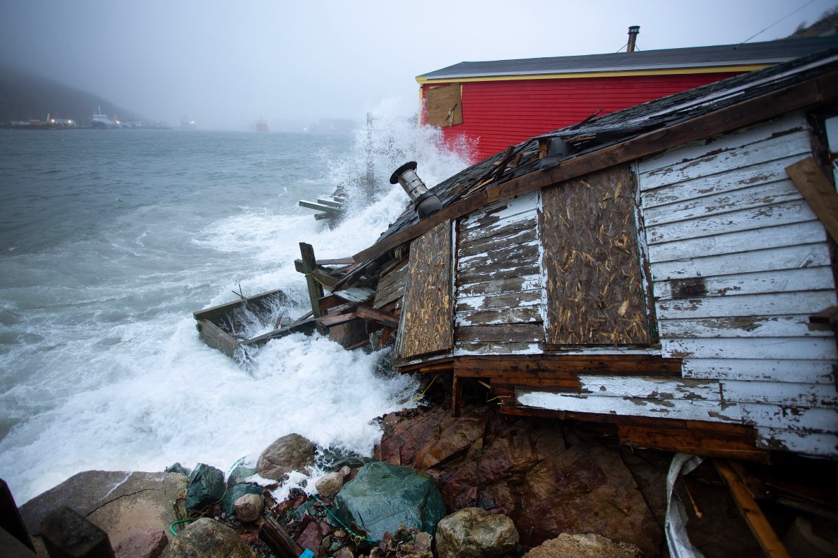 Damage from the storm is shown historic Outer Battery of St. John's on Sunday, January 5, 2025.