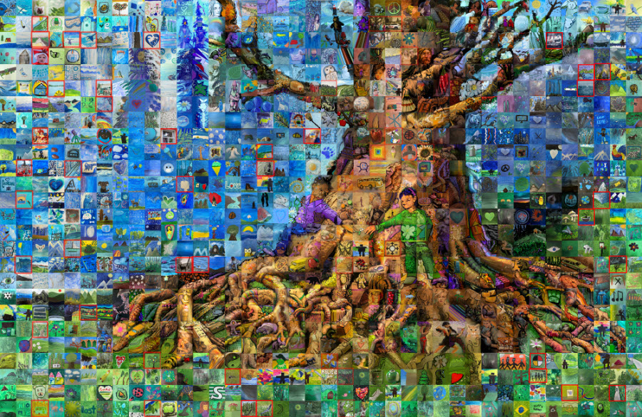 'The Grandfather Tree' was also the central image used in an interactive mosaic created by the Cochrane and Area Events Society to share heartwarming stories and hardships that Cochranites experienced during the Covid-19 pandemic.