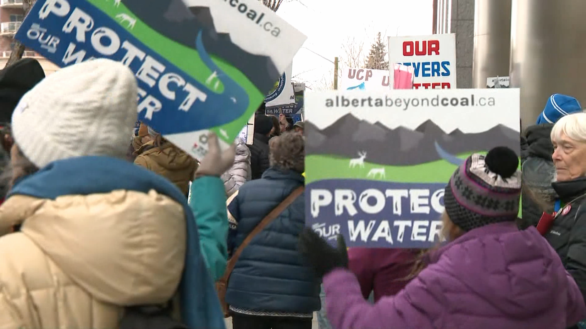 Dozens protest as Alberta Energy Regulator holds hearing on controversial coal mining project