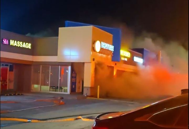 A fire broke out at a strip mall in northeast Calgary on Jan. 24, 2025.