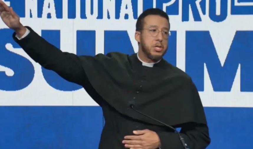 Calvin Robinson spoke at the National Pro-Life Summit in Washington D.C., where he raised his arm to mimic Elon Musk’s Inauguration Day gesture.