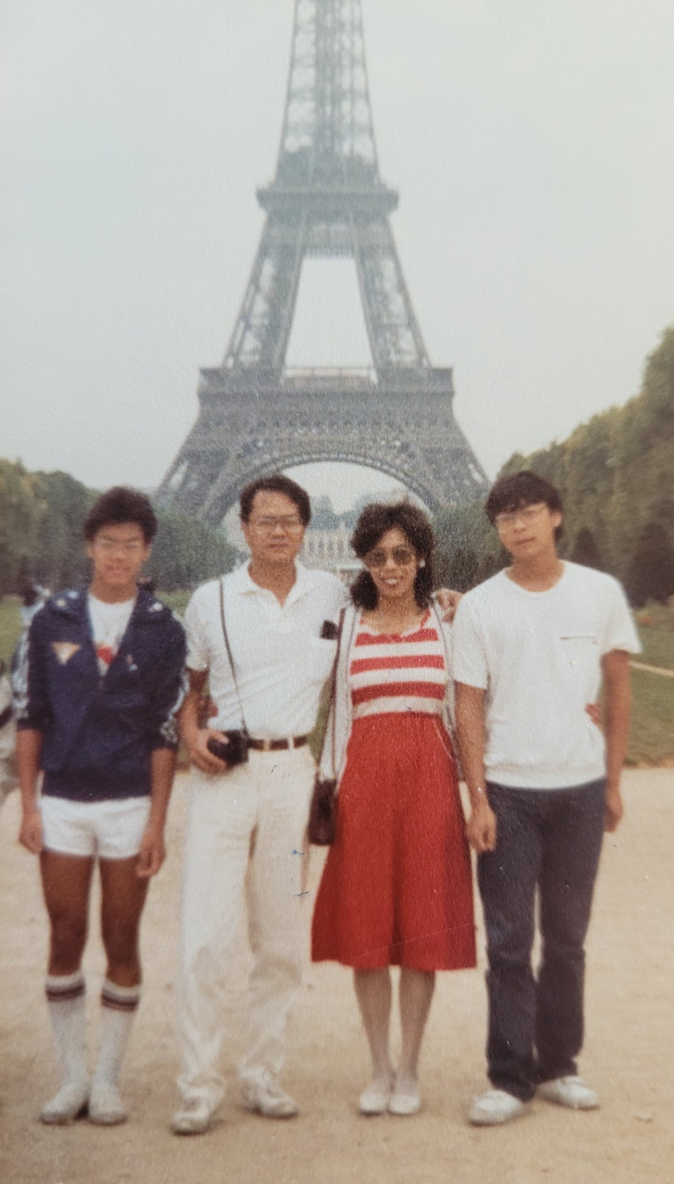 An undated photo of Alexander and Patricia Tsang with their sons in Paris, France.