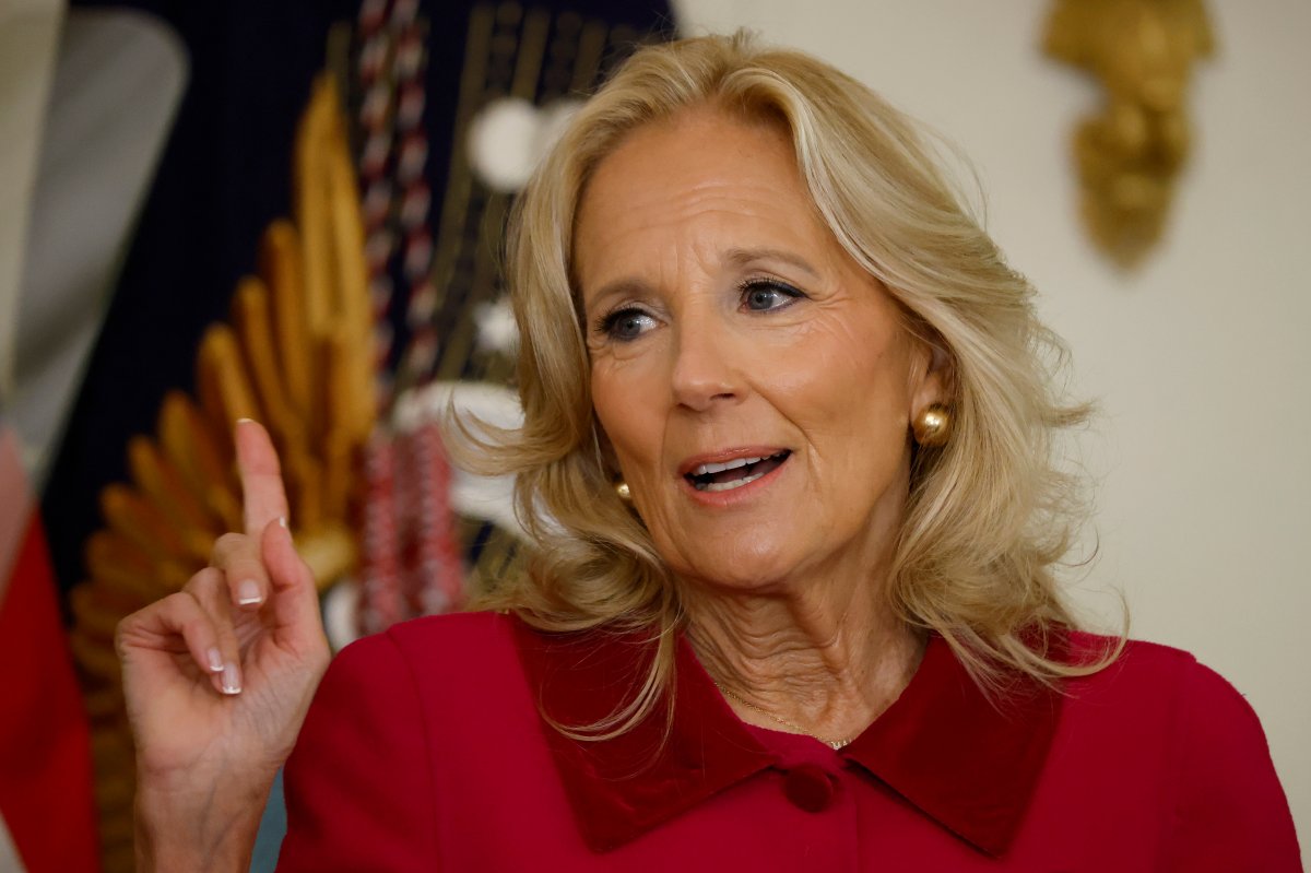 U.S. first lady Jill Biden speaks during the Classroom to Career Summit in the East Room of the White House on November 13, 2024 in Washington, DC. According to the White House, the summit brought 200 education and workforce leaders together with administration officials with the goal of expanding high-quality free community college programs and other educational training in high-demand fields. (Photo by Chip Somodevilla/Getty Images)