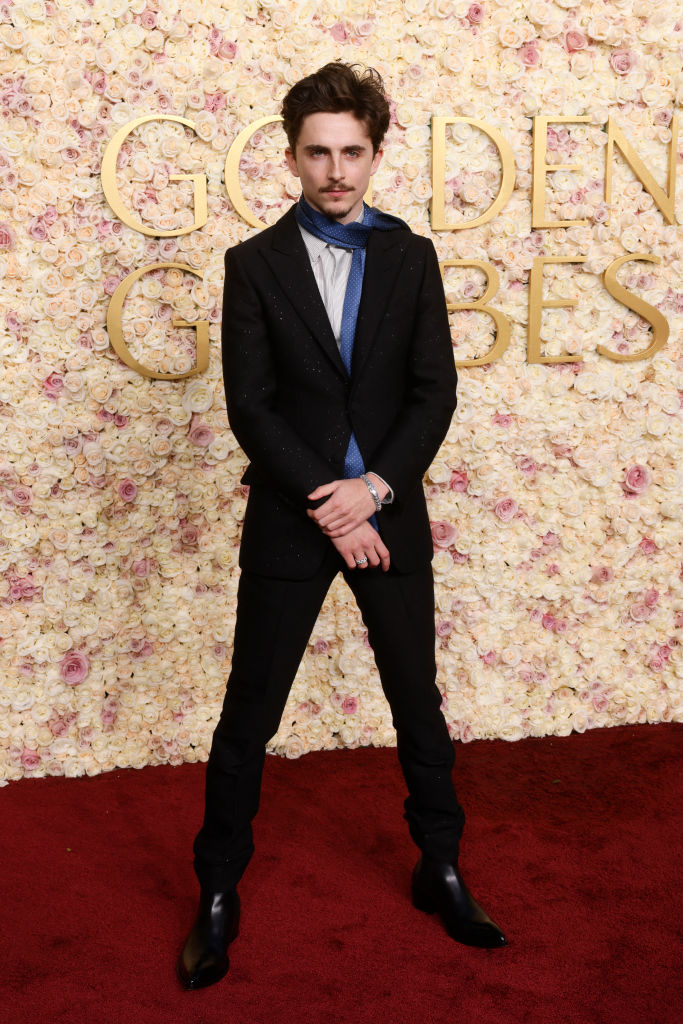 Timothee Chalamet arrives for the 82nd annual Golden Globe Awards at the Beverly Hilton hotel in Beverly Hills, California, on January 5, 2025.