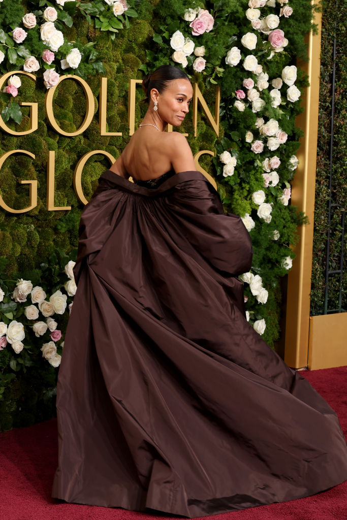 Zoe Saldana attends the 82nd Annual Golden Globe Awards at The Beverly Hilton on January 05, 2025 in Beverly Hills, California.