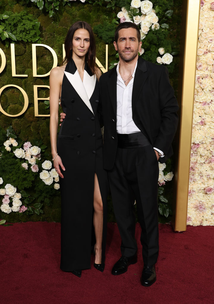 Jeanne Cadieu and Jake Gyllenhaal attend the 82nd Annual Golden Globe Awards at The Beverly Hilton on January 05, 2025 in Beverly Hills, California