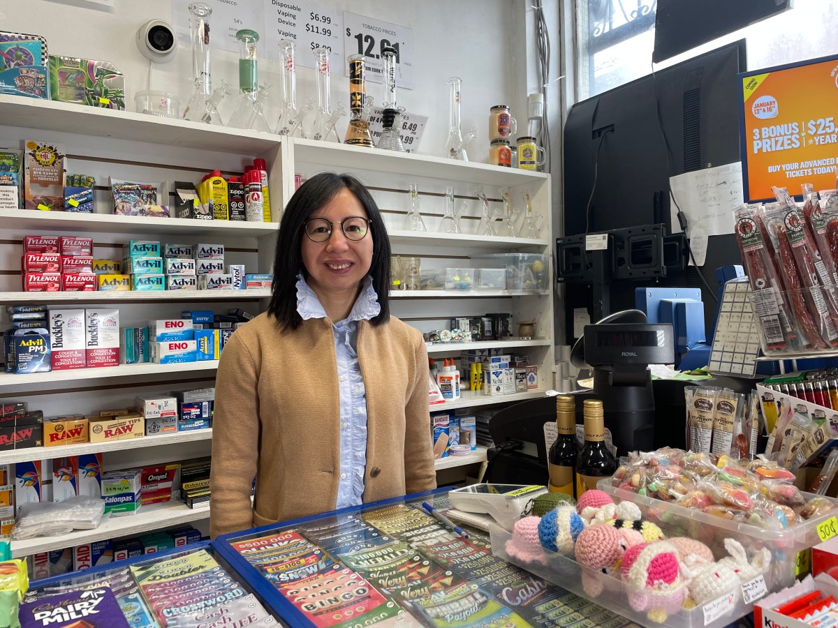 Polly Xue, Lucky Convenience store owner. January 2, 2025.