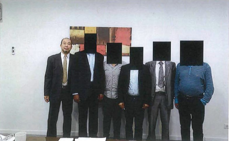 James Wan and alleged conspirators, with faces redacted.