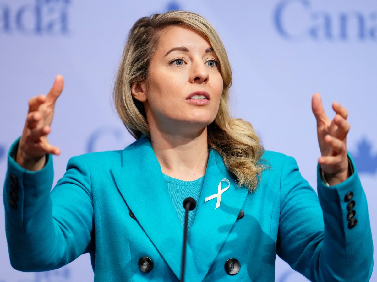 Foreign Affairs Minister Melanie Joly speaks during a press conference regarding the launch of the Arctic Foreign Policy during an event at Global Affairs Canada headquarters, in Ottawa, Friday, Dec. 6, 2024.