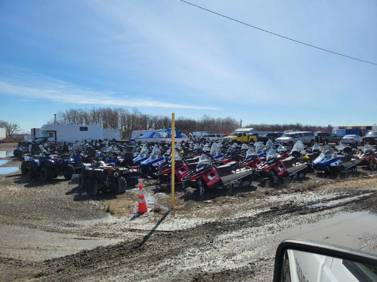 Dozens of decommissioned ATVs and snowmachines have been in storage for up to four years. Public Safety Canada banned selling them.