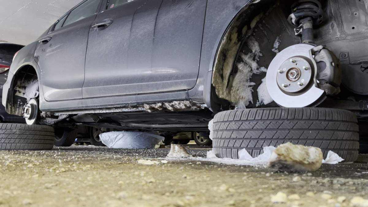 Lovleen Singh's wheels were stolen from her Honda Civic car when it was parked on the west side of the West Edmonton Mall parkade on Saturday, Jan. 18, 2025.