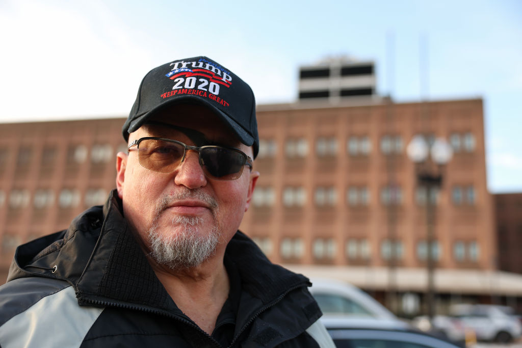 Stewart Rhodes, Oath Keepers founder, poses for a portrait after being released last night after spending the past 3 years in Cumberland, Maryland at the Federal Correctional Institution on January 21, 2025 in Washington, DC.