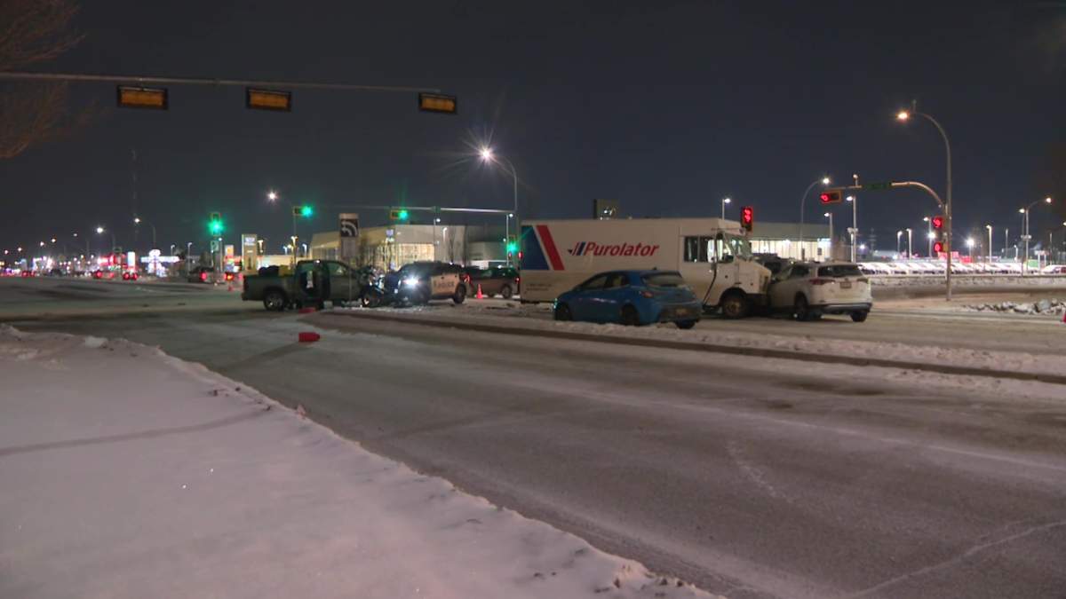 A multi-vehicle crash on Stony Plain Road at 178th Street on Tuesday, Dec. 31, 2024.