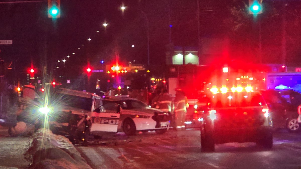 Winnipeg police at the scene of a crash Tuesday night. 