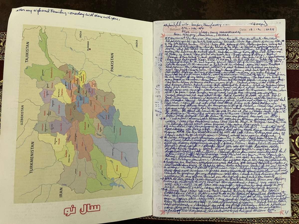 Journal Canadian veteran Dave Lavery kept during his 77 days as a Taliban prisoner.