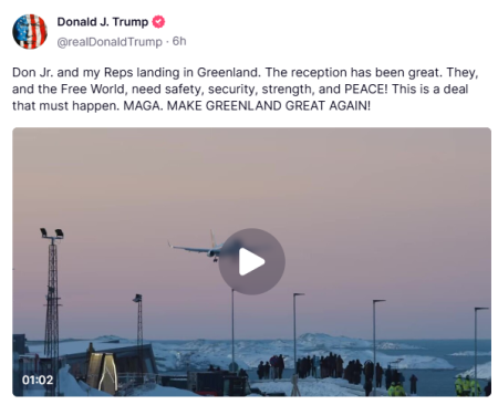 Greenland says despite Trump’s threats and son’s visit, they aren’t for