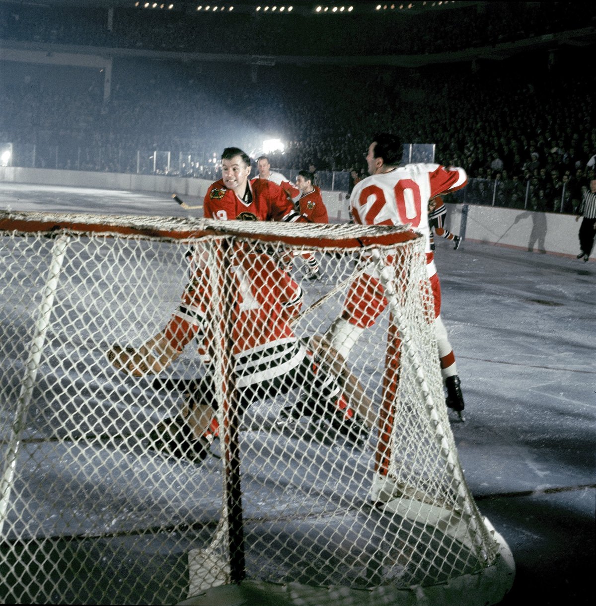 Al MacNeil, seen here with the Chicago Blackhawks, one of five NHL teams he played for, was known as a rugged defenceman who has his name engraved on the Stanley Cup four times as a coach and team executive.