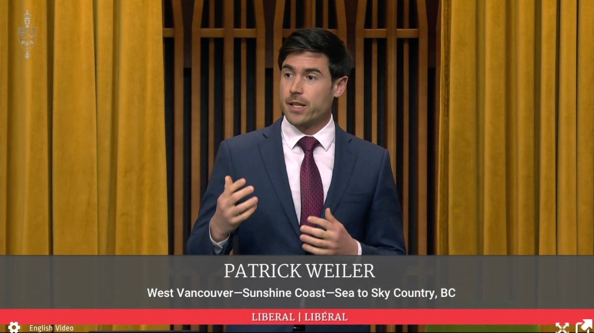 Liberal MP Patrick Weiler speaks in the House of Commons about Canada’s ban on senior Iranian regime officials, April 15, 2024.