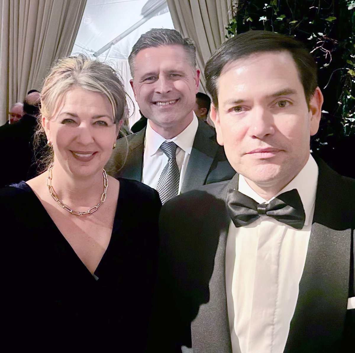 Alberta Premier Danielle Smith meeting with Marco Rubio, nominee for U.S. Secretary of State, and Peter Hegseth, nominee for U.S. Secretary of Defense, during her visit to Washington during Trump's inauguration.