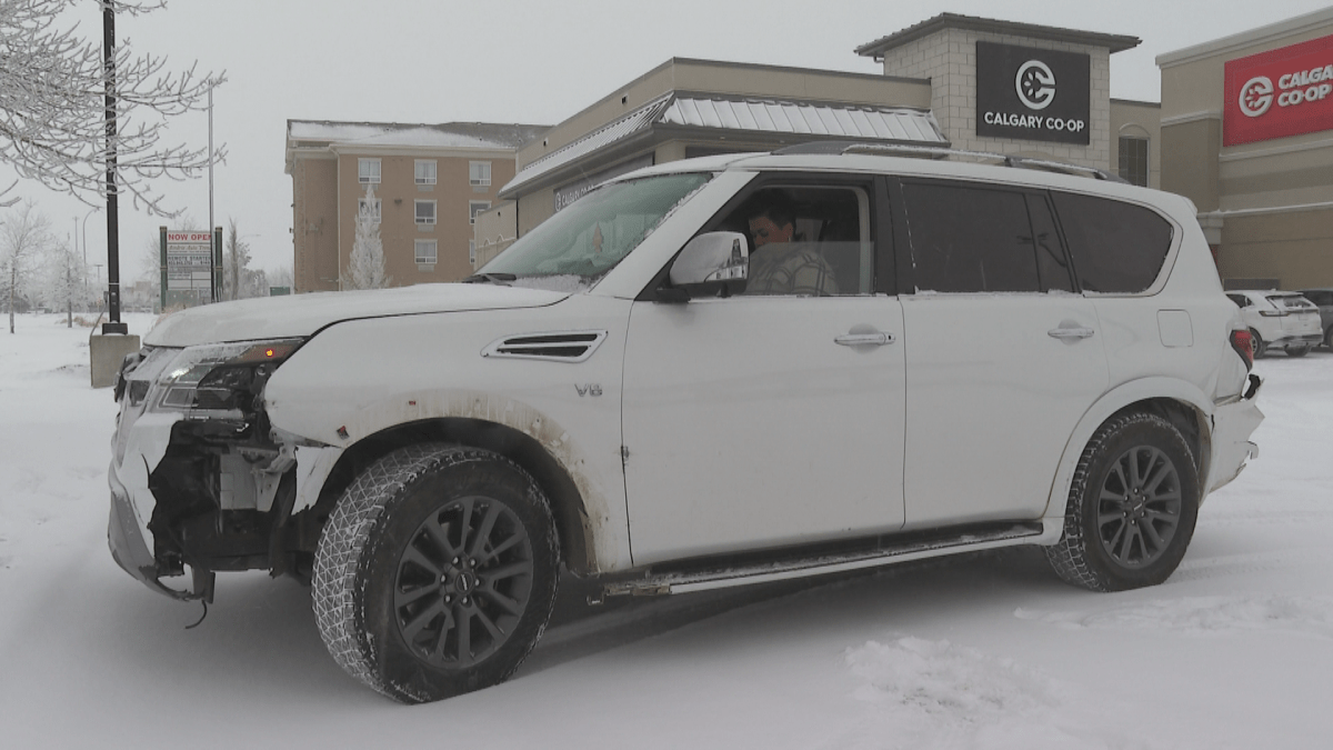 Knutson's damaged vehicle