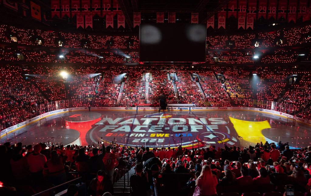 Montreal's Bell Centre, seen here during Canada's opening game against Sweden, will be the scene of Saturday's game between arch-rivals, the Canadian and American men's hockey teams.