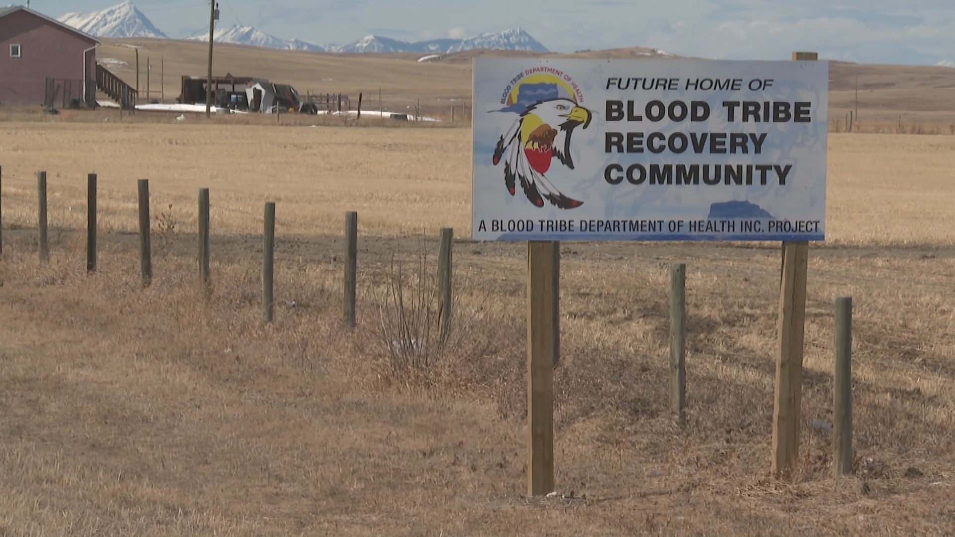 A Blood Tribe Recovery Community sign.