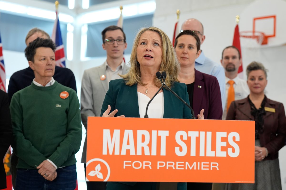 Ontario NDP Leader Marit Stiles speaks during a campaign event in Ottawa, Tuesday, Feb.4, 2025. THE CANADIAN PRESS/Adrian Wyld