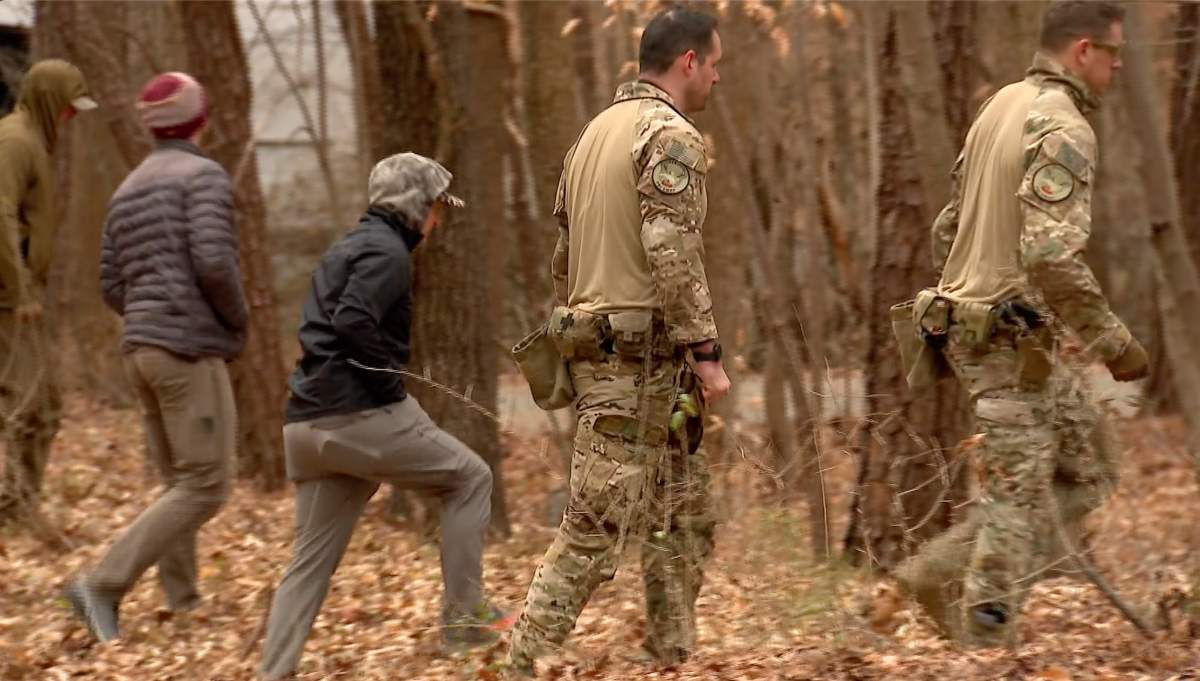 FBI agents search a neighborhood in Chapel Hill, North Carolina on Wednesday, Feb. 5, 2025., where Teresa Youngblut and Felix Bauckholt, who were involved in the shooting death of a U.S. Border Patrol agent in Vermont, had been renting homes, their landlord told The Associated Press.