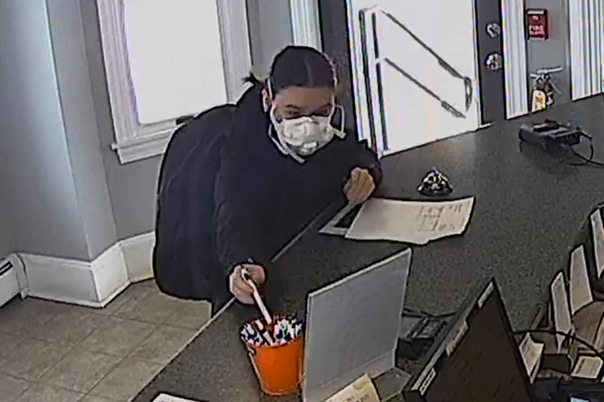 Teresa Youngblut, who is charged by the FBI in connection to the shooting death of US Border Patrol Agent David Maland, is seen in the office at the Newport City Inn on Jan. 14, 2025 in Newport, Vermont, in this still frame photograph from surveillance video released by the inn, who confirmed her identity.