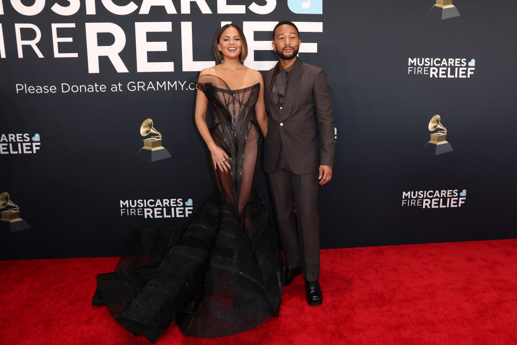 Chrissy Teigen and John Legend attend the 67th Annual GRAMMY Awards on February 02, 2025 in Los Angeles, California.