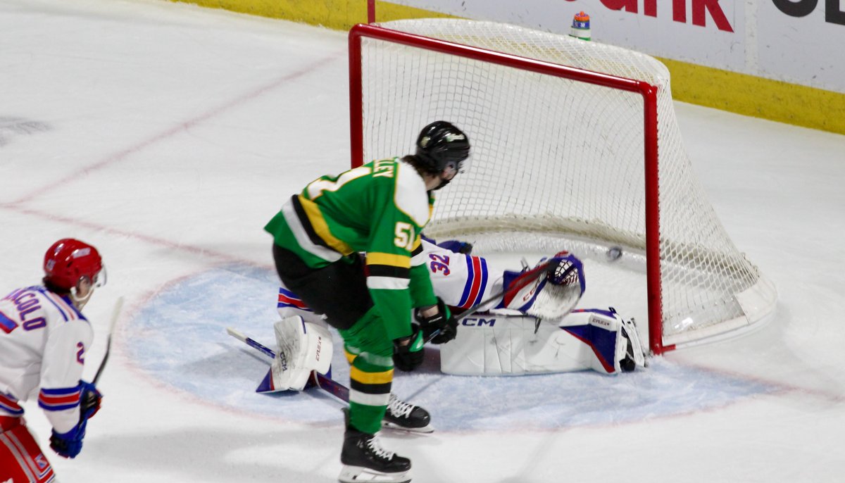 Jared Woolley scores the eventual game-winning goal.