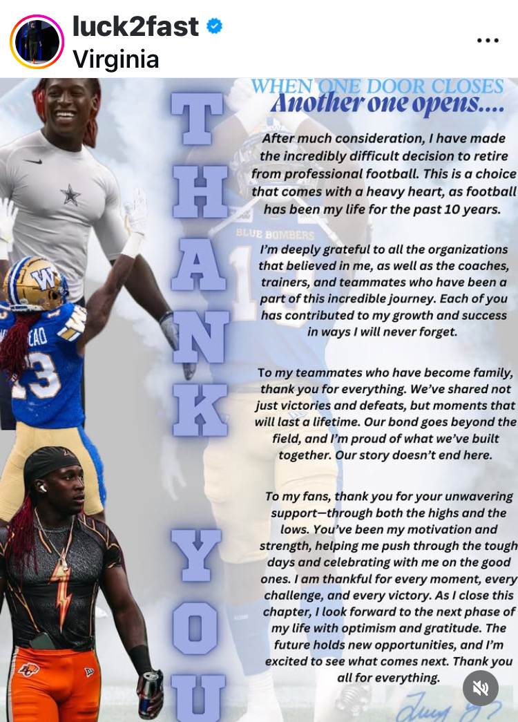 Lucky Whitehead retires, Winnipeg Blue Bombers add 6 more players - image