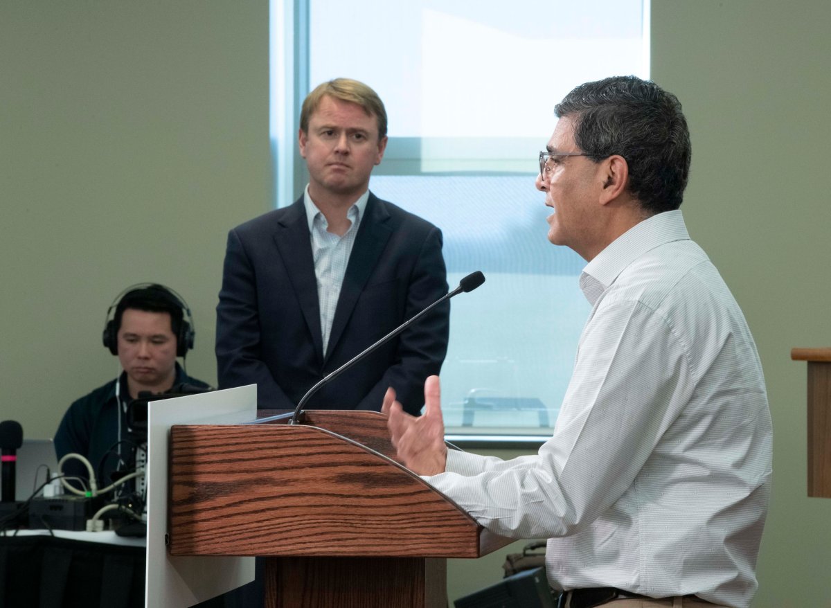 File photo of Jitendra Prasad, former Alberta Health Services chief program officer for contracting, procurement and supply management, speaking at a COVID-19 news conference in the Edmonton Federal Building on Monday, April 20, 2020.