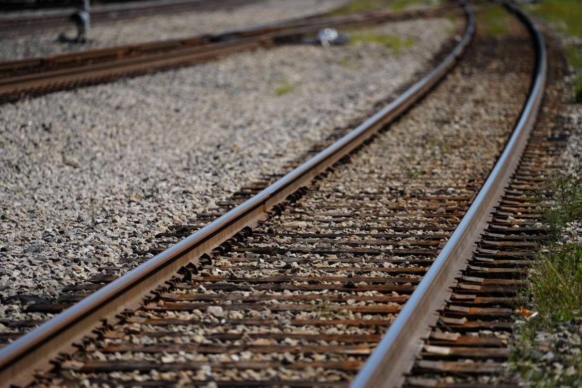 Railway tracks are pictured.