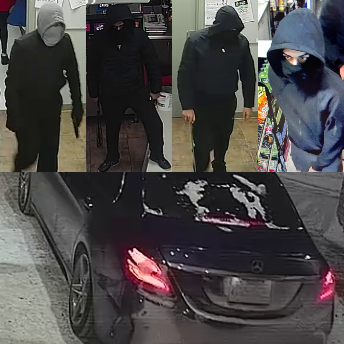 Manitoba RCMP are looking for these men and this vehicle in connection with two gas station robberies.