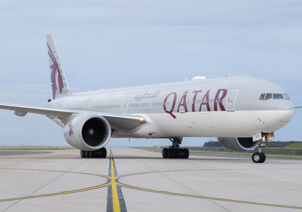 A file photo of Qatar Airways Boeing 777 taxis after landing from Doha at Brisbane Airport on December 04, 2024 in Brisbane, Australia.