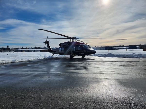 The Black Hawk helicopter that has been deployed to the B.C. border.