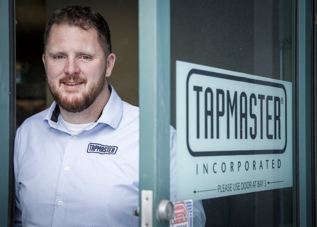 Tapmaster president Tyler Pubben, at his company's manufacturing facility in Calgary, Alta., Tuesday, Feb. 4, 2025.