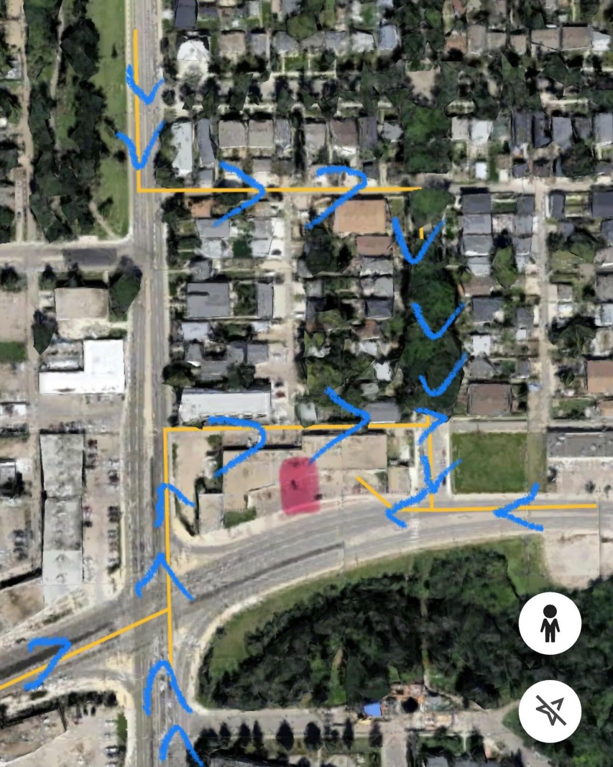 Little Village owner Theo Psalios creates map to help customers get to his business due to frequent construction changes.