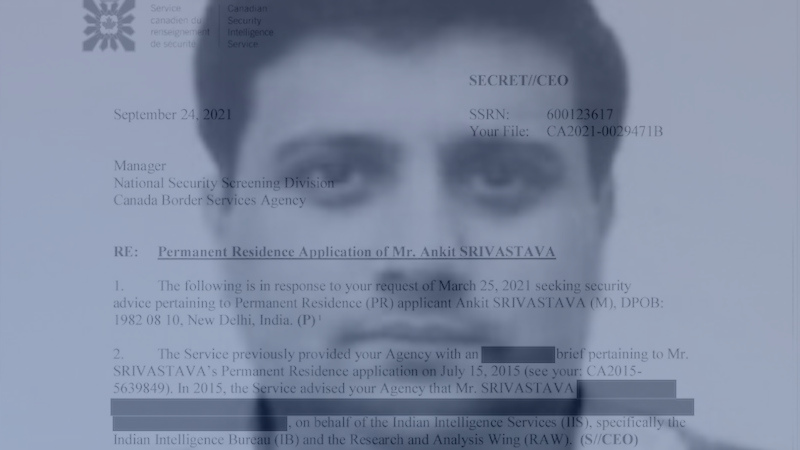 Photo of Ankit Srivastava superimposed over CSIS report on him.