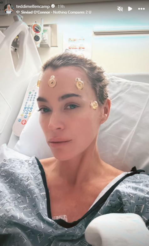Teddi Mellencamp shares a selfie with her head shaved prior to surgery.