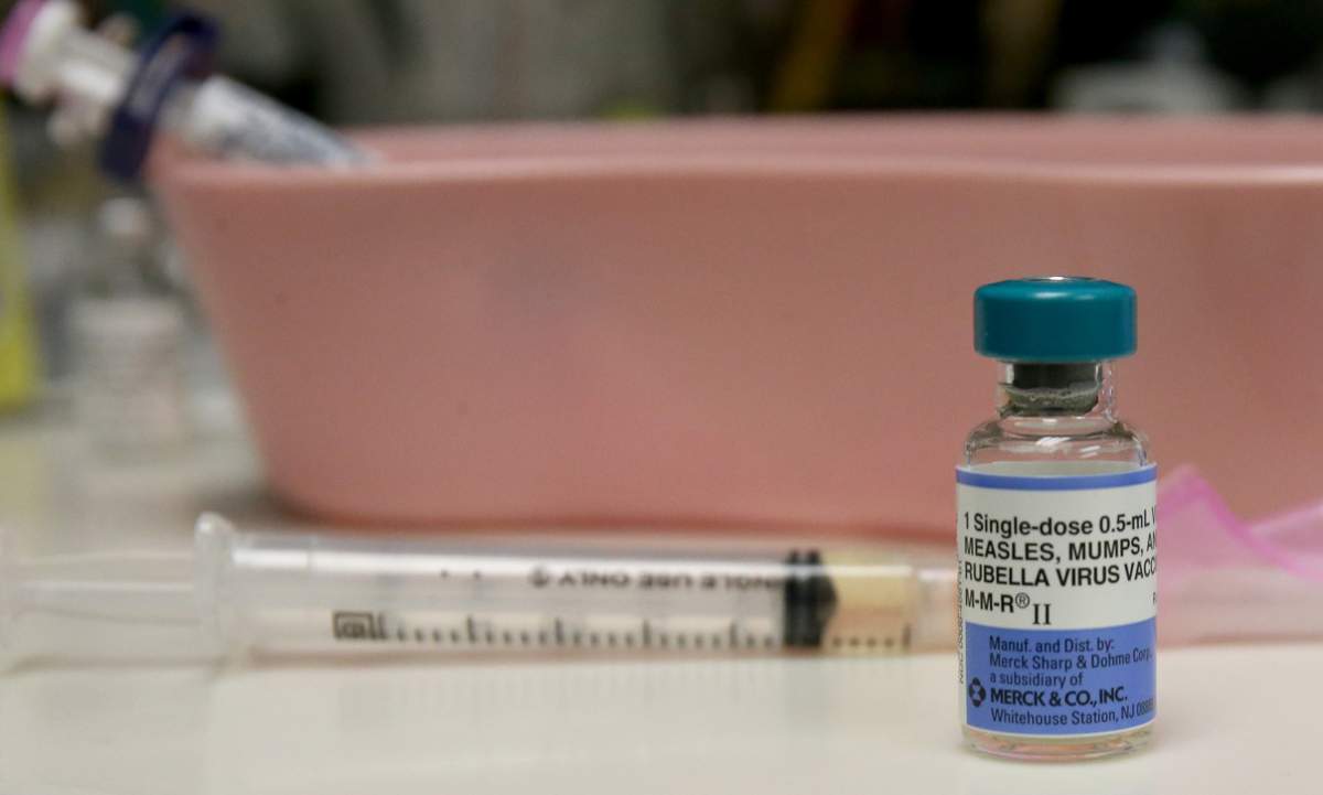 A dose of the measles vaccine is seen at the Logan Square Health Center in Chicago on May 9, 2019. 