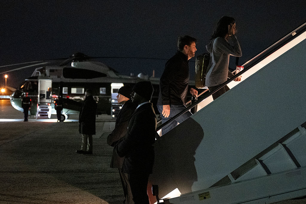 U.S. Vice President JD Vance and Second Lady Usha Vance board Air Force Two on March 28, 2025.