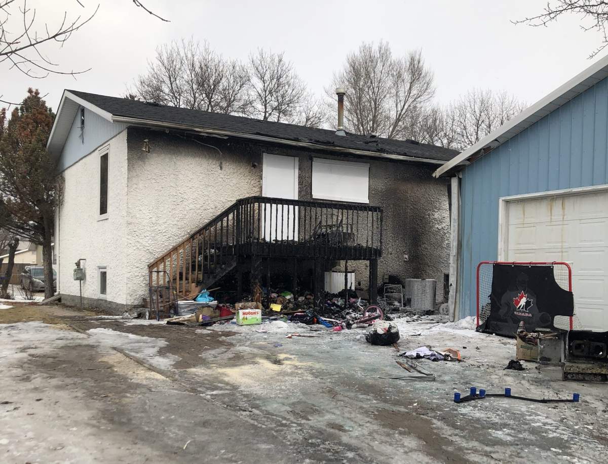 Ross Hobson and Mychaella Pratt's residence after the fire was put down.
