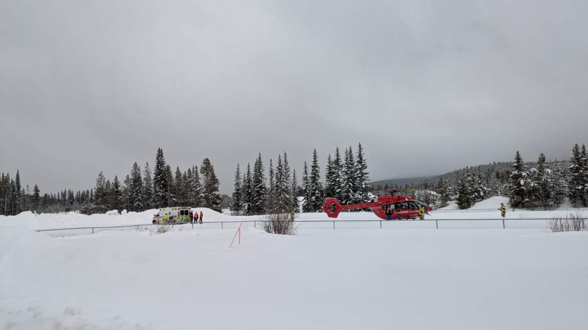 Emergency crews working to find people after an avalanche at Lake Louise Ski Resort on Friday, March 14, 2025.